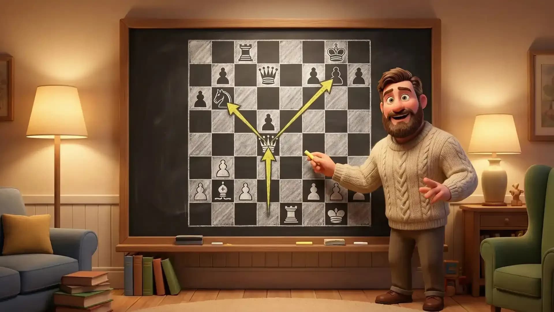 What is a fork in chess – knight attacking king and queen example