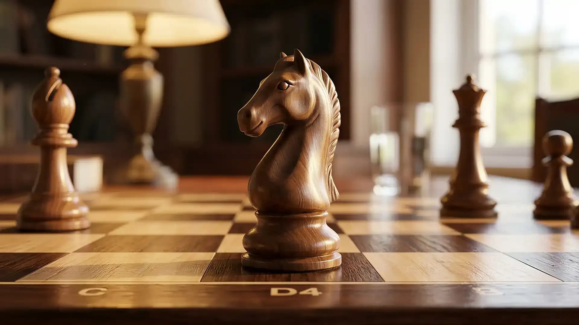 Knight in chess showing movement rules and piece position on board