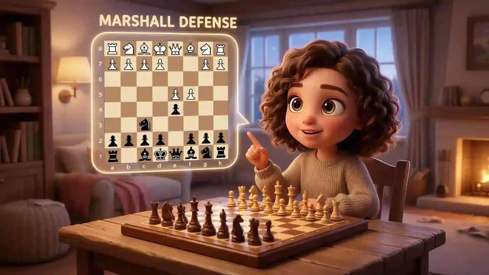 Marshall Defense chess opening explained with board position after 1.d4 d5 2.c4 Nf6