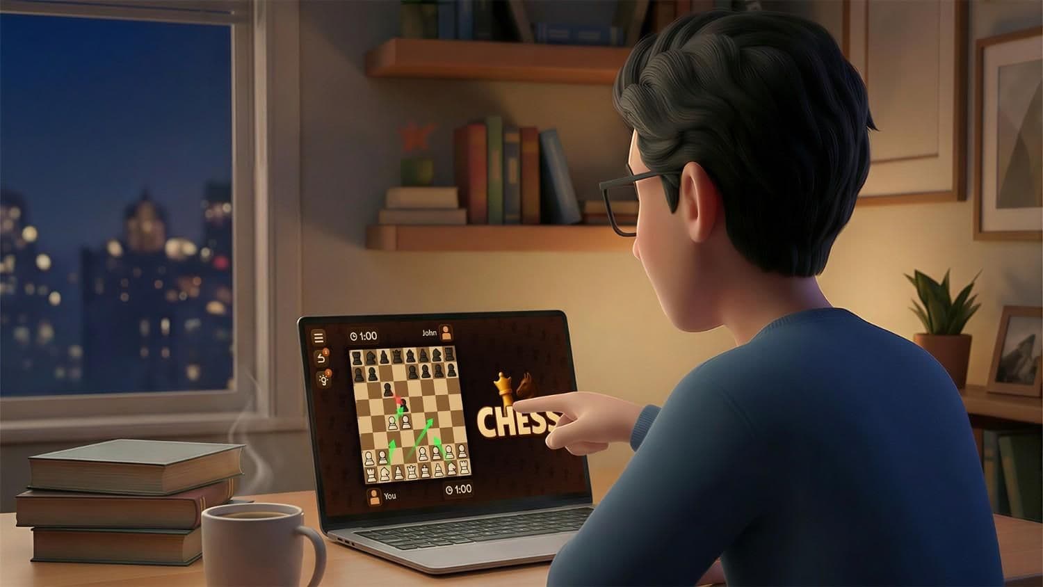 Slav Defense chess opening being analyzed online on a laptop with highlighted central pawn structure